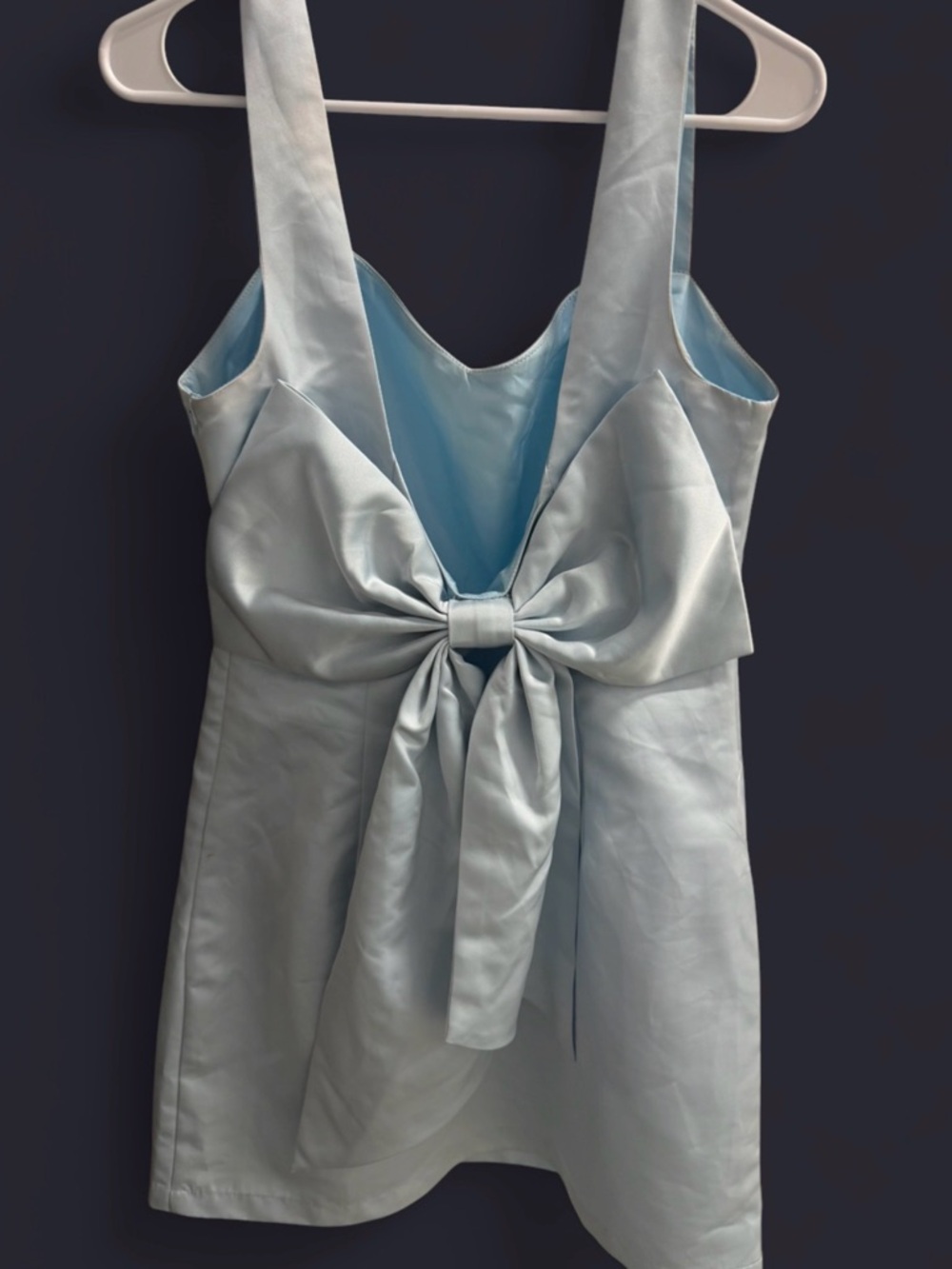 Lush Light Blue Satin Dress with Interior Label